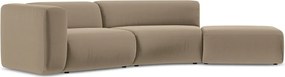 Chaise longue beige (con penisola a destra) con rivestimento in velluto Ekahi – Makamii