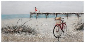 Dipinto su tela Bici In Spiaggia, multicolore 120 x 60 cm