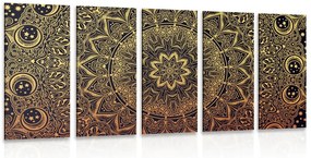 Quadri 5 pezzi – Mandala orientale dorato