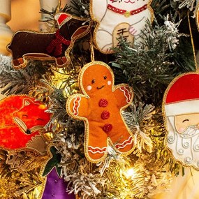 Decorazione per albero di natale in tessuto fatta a mano 10 cm Gingerbread – Sass &amp; Belle