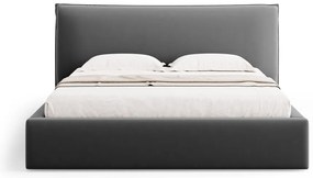 Letto matrimoniale imbottito grigio scuro con contenitore e doghe 160x200 cm Elio - Milo Casa