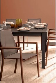 Sedia Da Esterno In Alluminio E Textilene Con Braccioli Konnor Terracotta Bizzotto