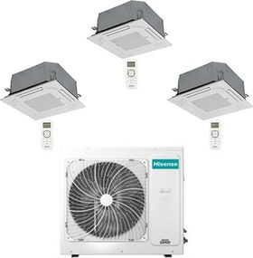 Climatizzatore Condizionatore Hisense Cassetta 4 vie R32 Trial Split Inverter 9000 + 9000 + 9000 BTU con U.E. 3AMW62U4RJC NOVITÁ Classe A++/A+