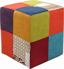 Pouf Quadrato 41x41xh48 cm in Tessuto antimacchia Patchwork
