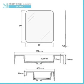 Mobile bagno sospeso 80 cm noce canaletto con lavabo sospeso e specchio - Numa