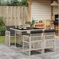 Set Pranzo da Giardino 5pz con Cuscini Grigio Chiaro Polyrattan 3210719