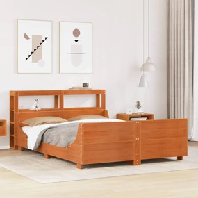 Letto Senza Materasso Marrone Cera 160x200 Cm İn Legno Di Pino /