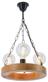 Lampadario a sospensione con catena IOS 3xE27/60W/230V diametro 30 cm faggio