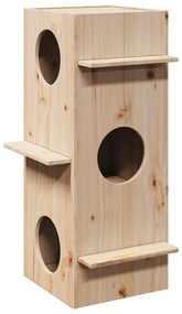 Cuccia Per Gatti 43x43x90 Cm İn Legno Massello Di Pino /
