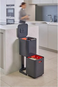 Bidone in acciaio grigio per rifiuti differenziati 40 l Totem Compact - Joseph Joseph