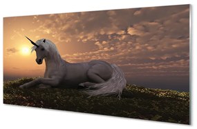 Quadro in vetro acrilico Unicorn Mountain Sunset 100x50 cm