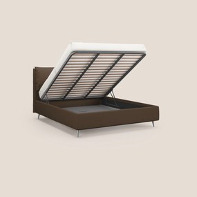 Elsa letto imbottito con vano contenitore in tessuto smacchiabile T05 marrone