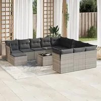 Set Divani Giardino 13 pz con Cuscini Grigio Chiaro Polyrattan 3250481