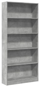 Libreria grigio cemento 80x24x176 cm in legno multistrato