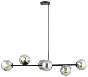 Lampadario a sospensione con filo ROSSI 6xE14/10W/230V nero/grigio