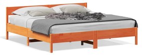 Giroletto Senza Materasso Marrone Cera 200x200 Cm Legno Di Pino /
