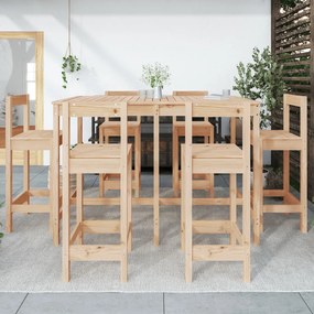 Set bar da giardino 7 pz in legno massello di pino