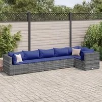 Set Divani da Giardino 6 pz con Cuscini in Polyrattan Grigio 3308111