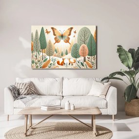Quadro su tela – Volpi sotto una farfalla volante