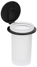 Bicchiere in vetro nero opaco autoportante per spazzolini da denti Bivio - Wenko