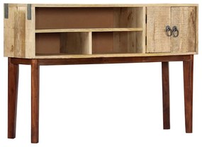 Tavolo Consolle 115x30x76 Cm İn Legno Massello Di Mango Grezzo /