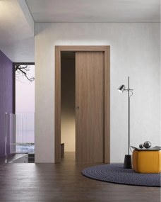 Porta interna scorrevole Bilbao in legno colore noce biondo, L 60 x H 210 cm, apertura reversibile