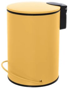 Pattumiera in acciaio 3 litri giallo soft-close con secchio estraibile Spring