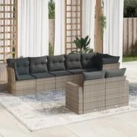 Set Divano da Giardino 8 pz con Cuscini Grigio in Polyrattan 3219210