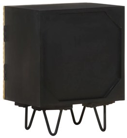 Comodino con frontale in ottone 40x30x50cm in massello di mango