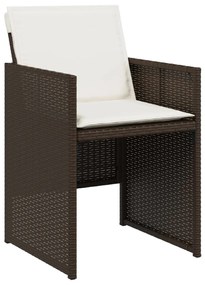 Set da pranzo da giardino 13pz con cuscini marrone polyrattan