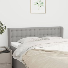 Testiera Ad Orecchio Grigio Chiaro 147x16x78/88 Cm İn Tessuto /