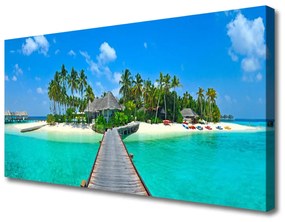Quadro su tela Spiaggia tropicale delle palme 100x50 cm