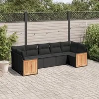 Set Divani da Giardino con Cuscini 7pz Nero Polyrattan 3260347