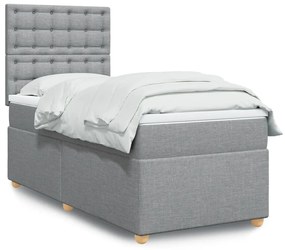 Giroletto A Molle Con Materasso Grigio Chiaro100x200 Cm Tessuto /