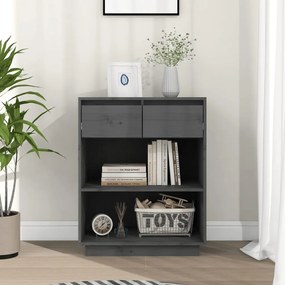 Mobile Consolle Grigio 60x34x75 Cm İn Legno Massello Di Pino /