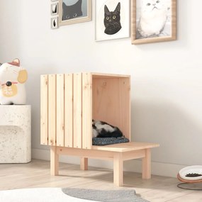 Casetta per gatti 60x36x60 cm in legno massello di pino