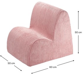 Poltrona per bambini rosa con rivestimento in velluto a coste Cloud – Wigiwama