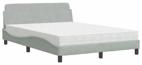 Letto con materasso grigio chiaro 120x200 cm in velluto