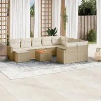 Set Divani da Giardino 11 pz con Cuscini Beige in Polyrattan 3224413