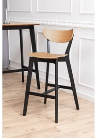 Sgabelli da bar in legno di gomma nero-naturale in set di 2 105 cm Roxby - Actona