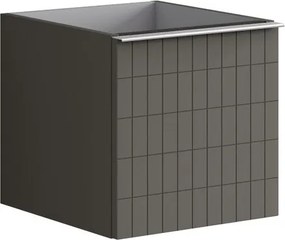 Cassettiera Pixel con 2 cassetti (1 interno) frontale Grid laccato opaco grigio carbone e maniglia alluminio brillante L.40 H.40 P.45,5 cm.
