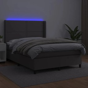 Giroletto molle con materasso e led grigio 140x200cm similpelle