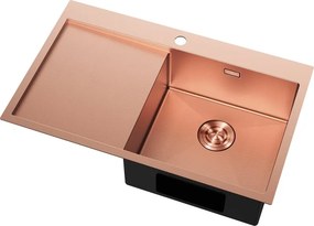 Mexen Exar lavello in acciaio inox a 1 vasca con scolapiatti, destro 780 x 480 mm, rame HC - 6434781010P-65HC