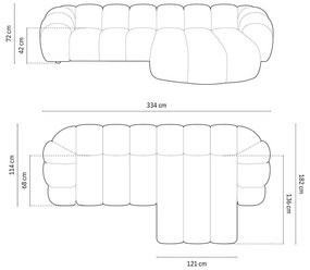 Divano angolare blu (con penisola a destra) Diana – Micadoni