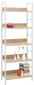 Scaffale libri 5 ripiani rovere 60x27,6x158,5 legno multistrato