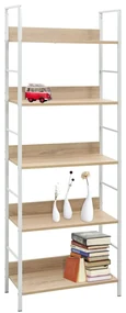 Scaffale libri 5 ripiani rovere 60x27,6x158,5 legno multistrato