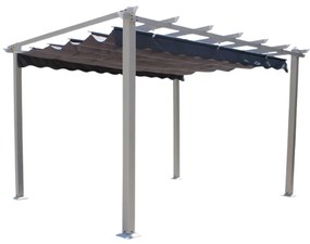 Pergola 3x4 da Giardino Esterno con Telo in Poliestere 180 g/mq Ecrù Scorrevole, Struttura in Acciaio - 300x400