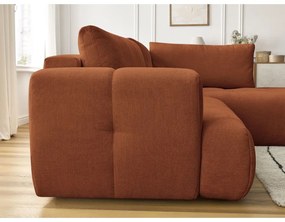 Divano angolare color mattone allungabile e con contenitore (penisola a destra/a L) Fuji – Bobochic Paris