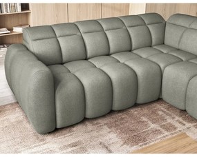 Divano angolare verde polveroso allungabile/con contenitore (con penisola a destra/a L) e rivestimento in bouclé Falconn – ELTAP