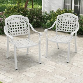 Costway Set di 2 sedie da esterno in alluminio pressofuso, Sedie da pranzo impilabili con braccioli 2 Colori